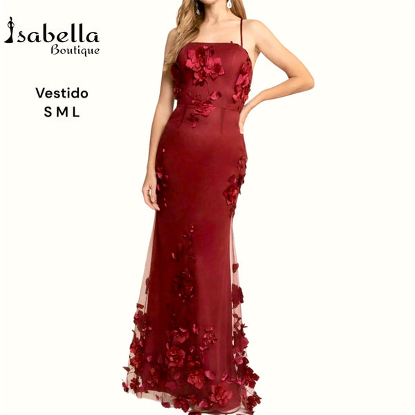 Vestido largo vino Loreta