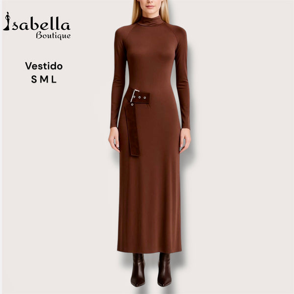 Vestido cinto mocha