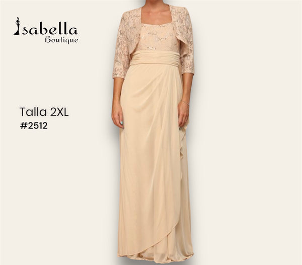 Vestido largo colo champagne 2XL