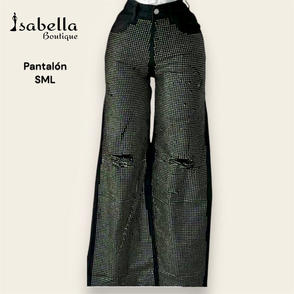 Pantalón mezclilla piedras