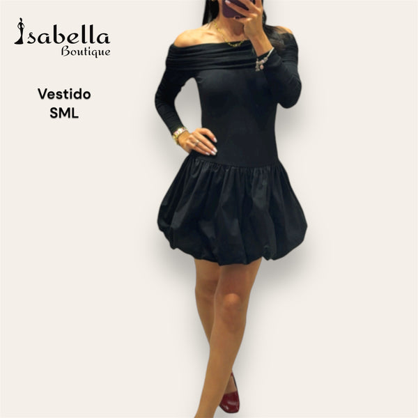 Vestido negro globo