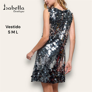 Vestido lentejuela plata