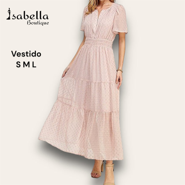 Vestido midi blush