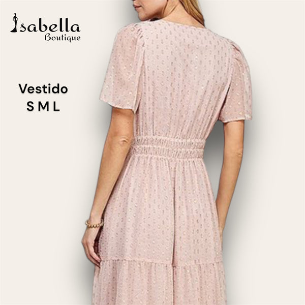 Vestido midi blush