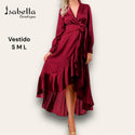 Vestido midi vino satinado