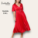 Vestido midi rojo tablones