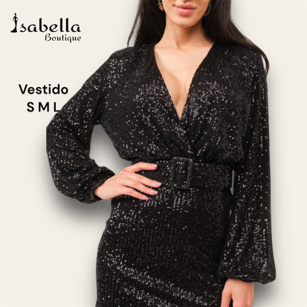 Vestido negro lentejuela