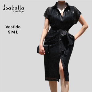 Vestido negro con lentejuela