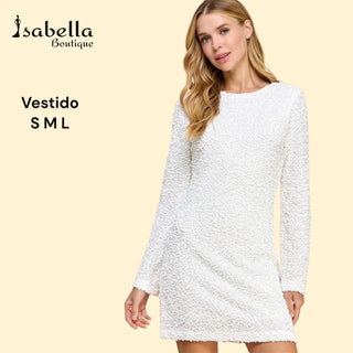 Vestido lentejuela blanca