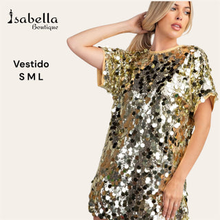 Vestido lentejuela dorada