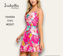 Vestido corto magenta flores