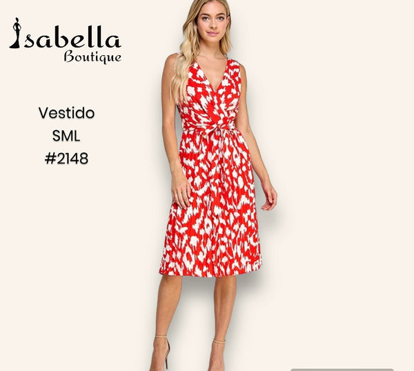 Vestido midi estampado rojo