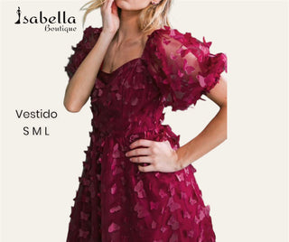 Vestido midi vino flores