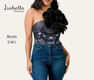 Panti blusa flor negra