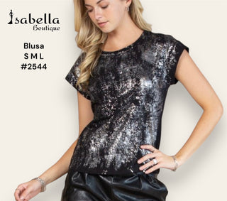 Blusa negra con plata