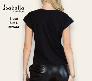 Blusa negra con plata