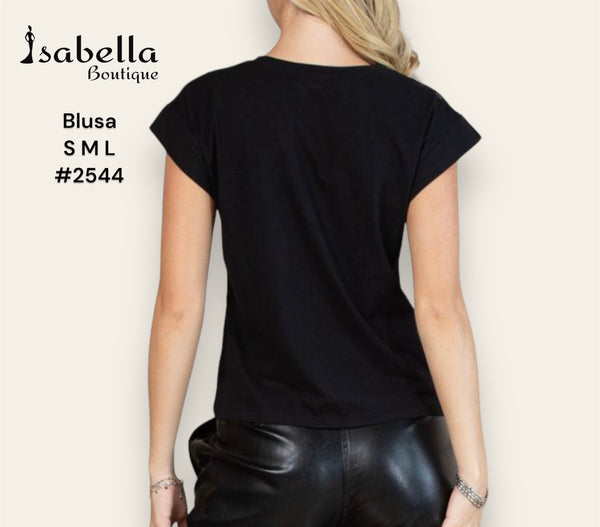 Blusa negra con plata