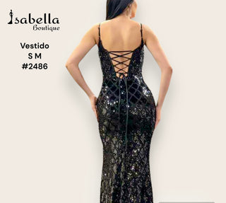 Vestido negro largo lentejuela