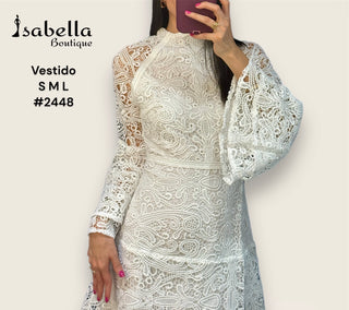 Vestido blanco midi encaje