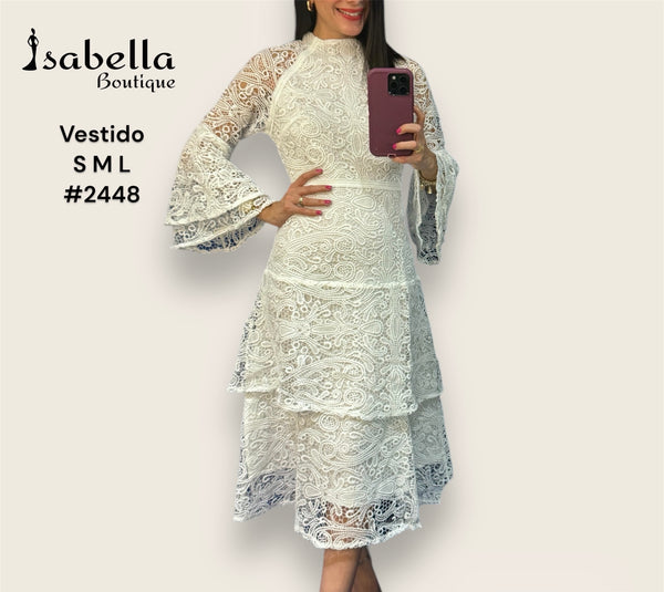 Vestido blanco midi encaje