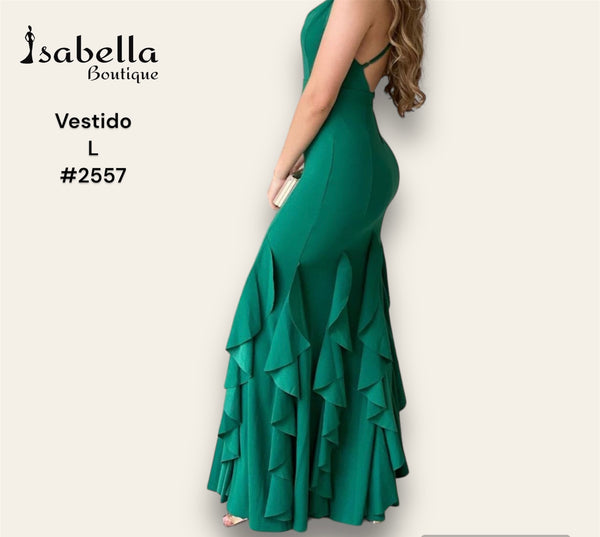 Vestido largo verde tiras