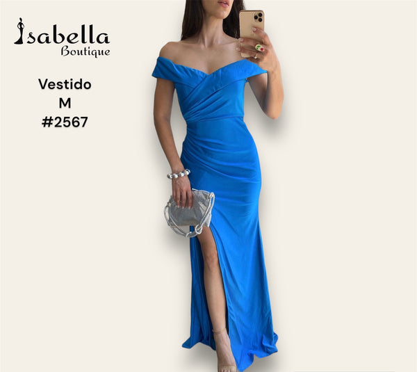 Vestido largo azul celeste