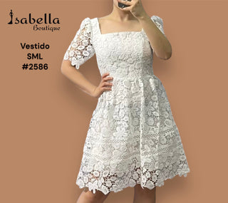 Vestido corto blanco encaje