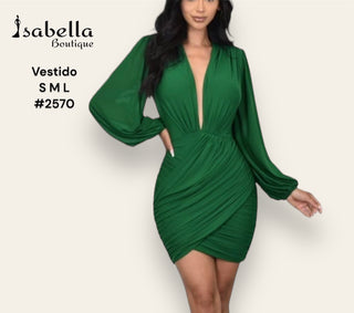 Vestido verde manga larga