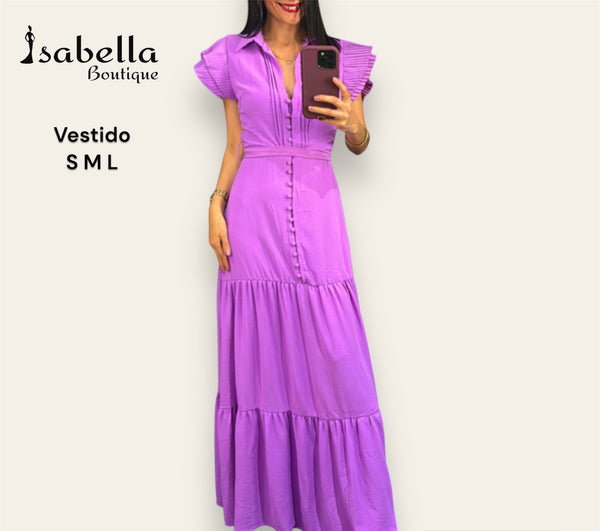 Vestido maxi color lila