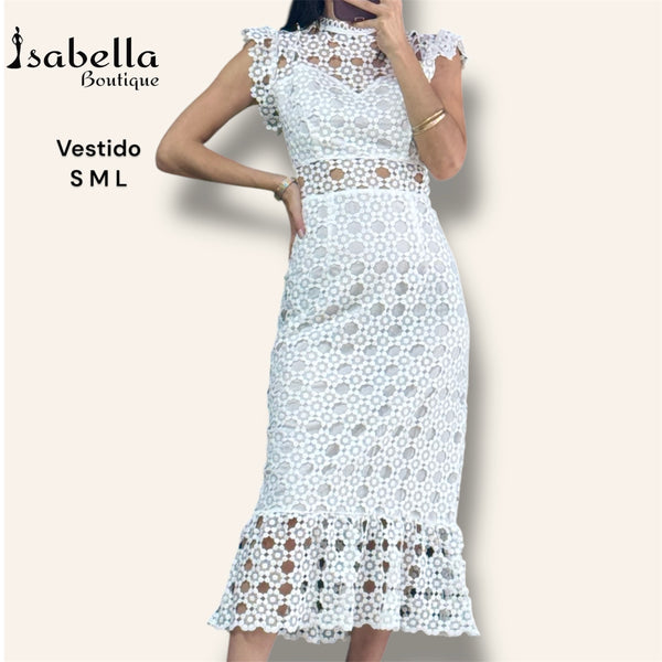 Vestido midi blanco