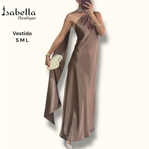 Vestido satin mocha