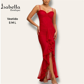 Vestido Rojo Drapeado