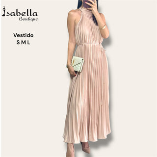 Vestido halter beige