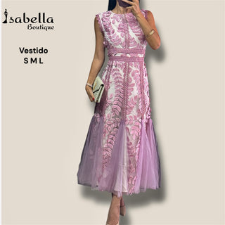 Vestido nude con rosa Amanda