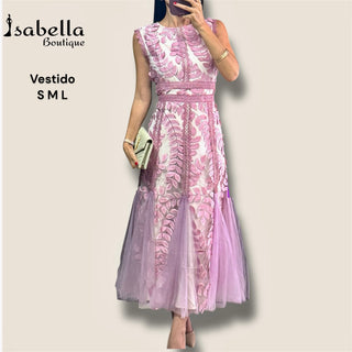 Vestido nude con rosa Amanda