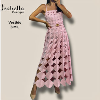 Vestido rosa círculos