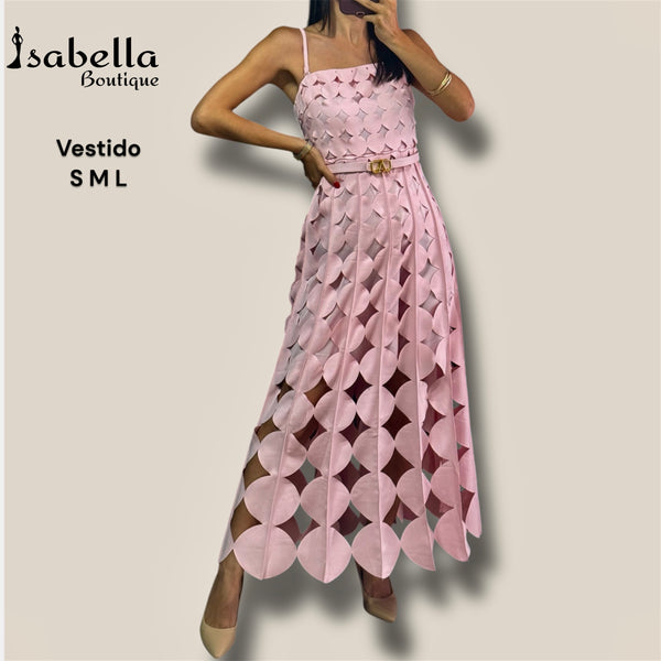 Vestido rosa círculos