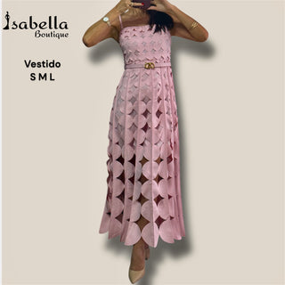 Vestido rosa círculos