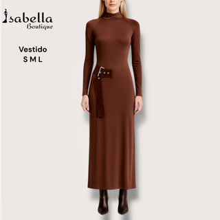 Vestido cinto mocha
