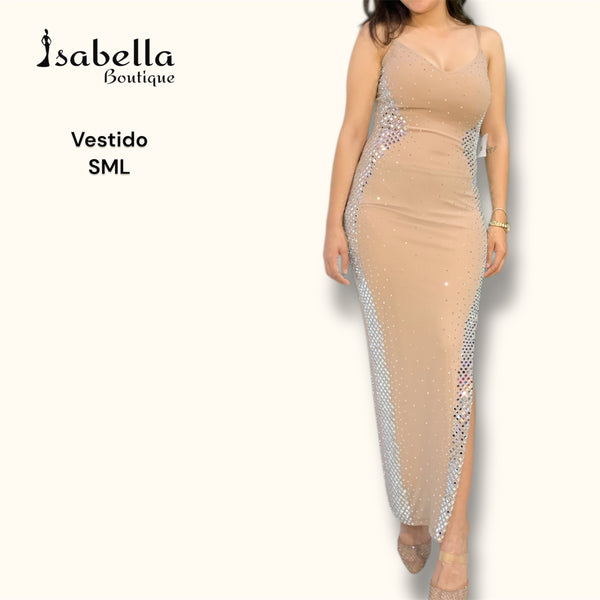 Vestido largo con plata