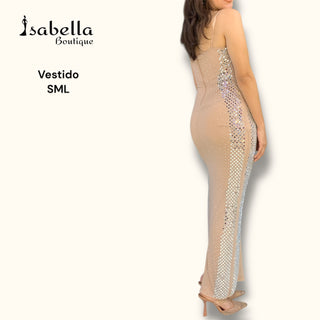 Vestido largo con plata