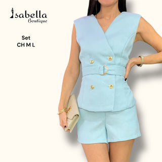 SET CELESTE BLUSA Y SHORT
