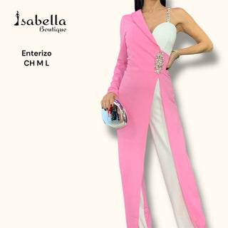 ENTERIZO ROSA Y BLANCO