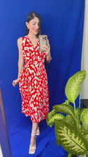 Vestido midi estampado rojo