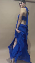 Vestido maxi cut azul rey