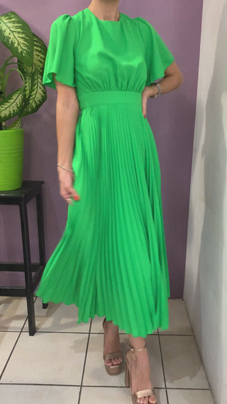 Vestido midi verde tablones